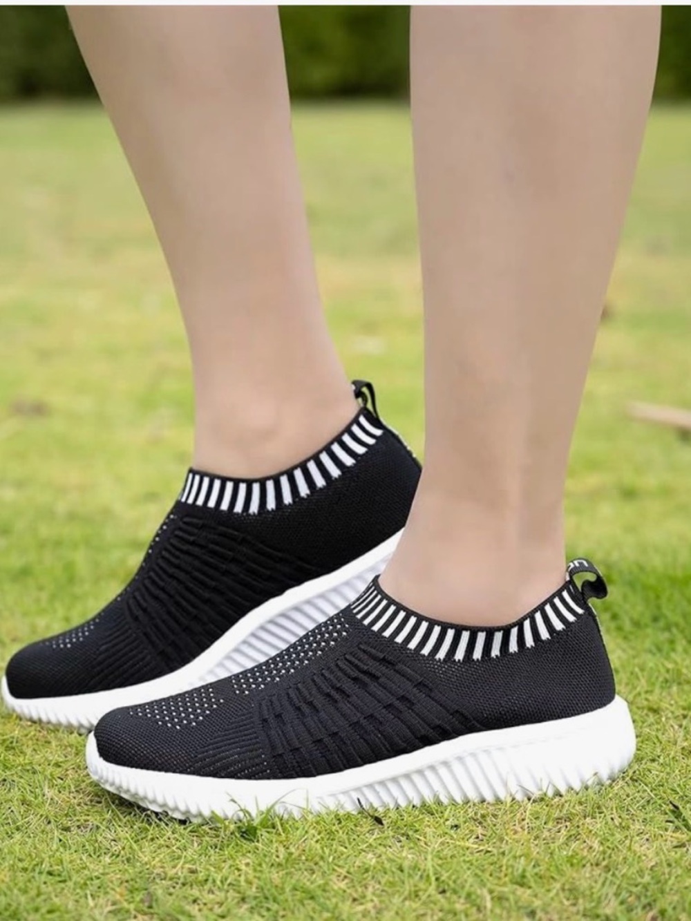 Women’s Slip-On Knit Athletic Sneakers - Black